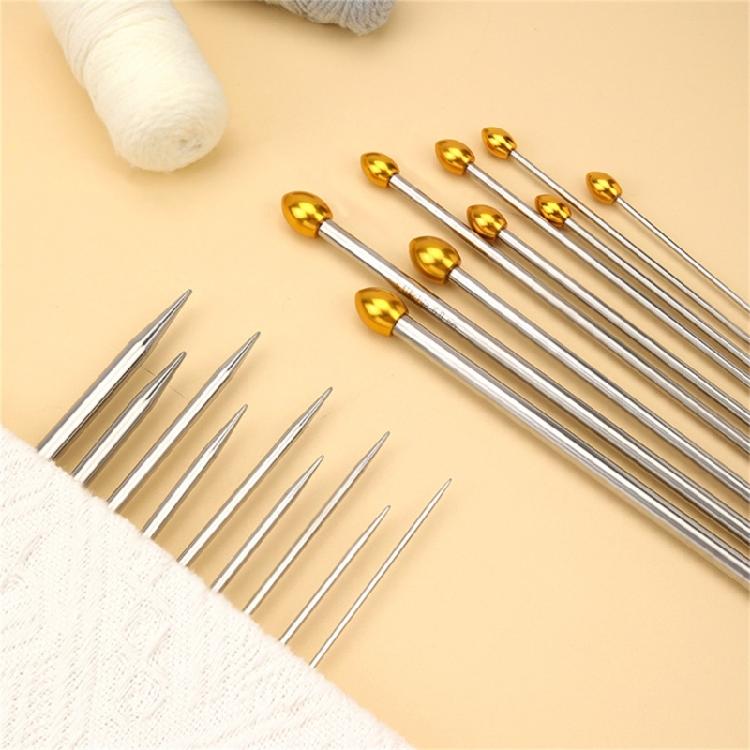 7Pcs Double Pointed and Single Pointed Knitting Needle Set Long Stainless Steel Straight Knitting Needle for Knitting