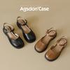 Augustine bag head sandals women's 2025 new summer retro brown Mary Jane soft-soled thick heel light mouth single shoes