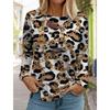 Spring And Autumn Long Sleeve Lip Print Leopard Printed T-Shirts Women Basic Casual Tops Female Loose Round Neck Tees Clothing