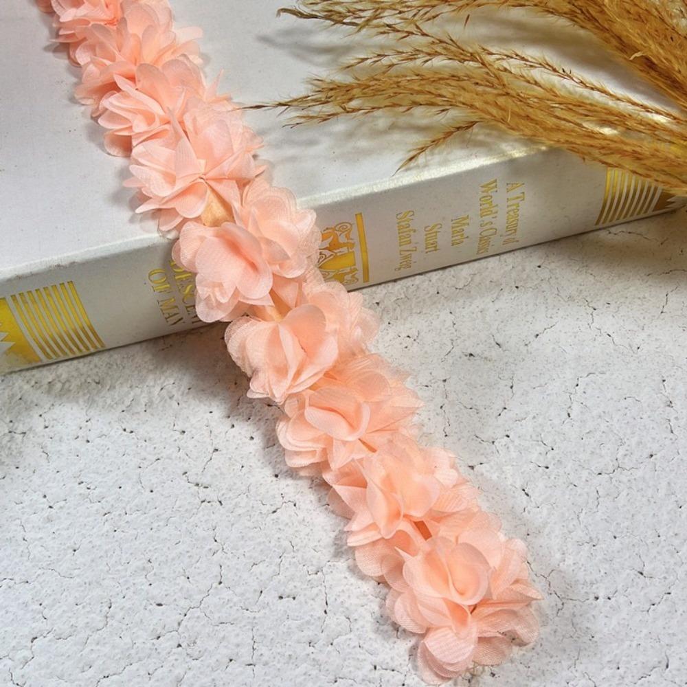 

10Yards New 5cm Width Chiffon Flowers Lace 3D Handmade DIY Lace Multicolor Pleated Lace for Craft Sewing