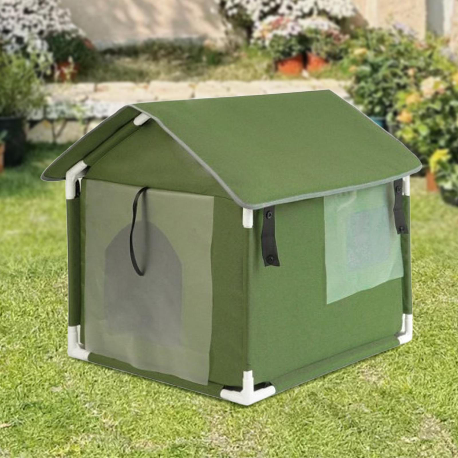 

Приют для диких кошек для использования на открытом воздухе, утепленный и складной домик зимой зелёный