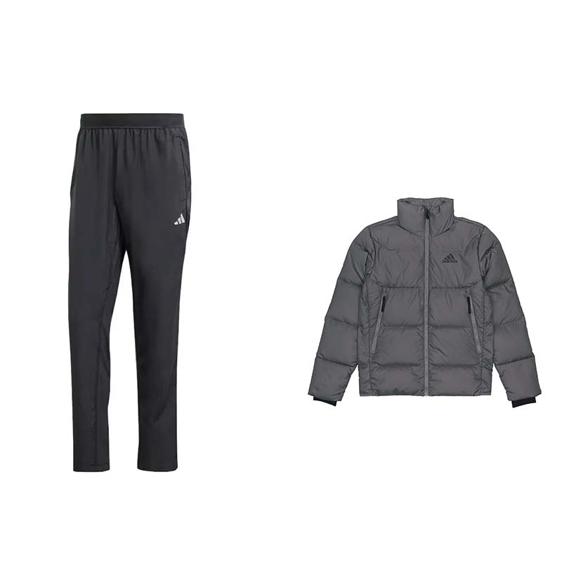 

Adidas Solid Color Stand Collar Zipper Down Jacket And Long Pants Casual Sports Suit Men Suit /IP4472+GV5349 L