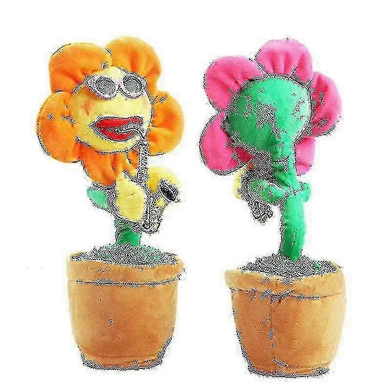 Tanzende Sonnenblume mit Saxophon 35cm Elektronisches Singendes Spielzeug 80 Lieder Schwingender Blumentopf