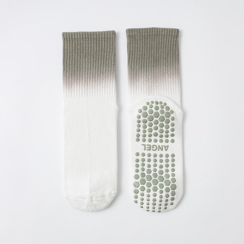 

Mid Tube Color Gradient Yoga Socks for Spring and Autumn Women Anti Slip Breathable Sweat Absorbing Cotton Pilates Exercise And Fitness Yoga Socks сірий