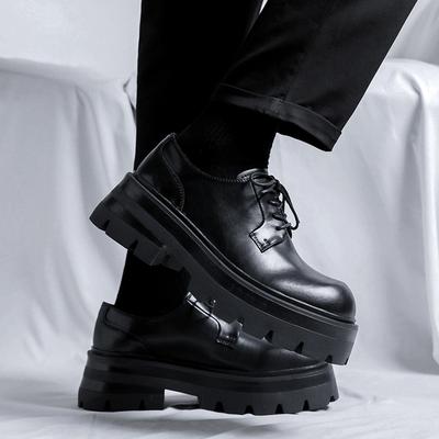 Moda Moda Zapatos Derby Casuales de Cuero para Hombre Zapatos de Moda para Hombre con Suela Gruesa y Puntera Grande Zapatos con Cordones para Hombre con Altura #8133-R