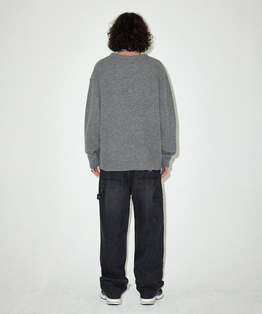 MAHAGRID Basic Logo Nep Knit Sweater Gray(Mg2Efmk605A)