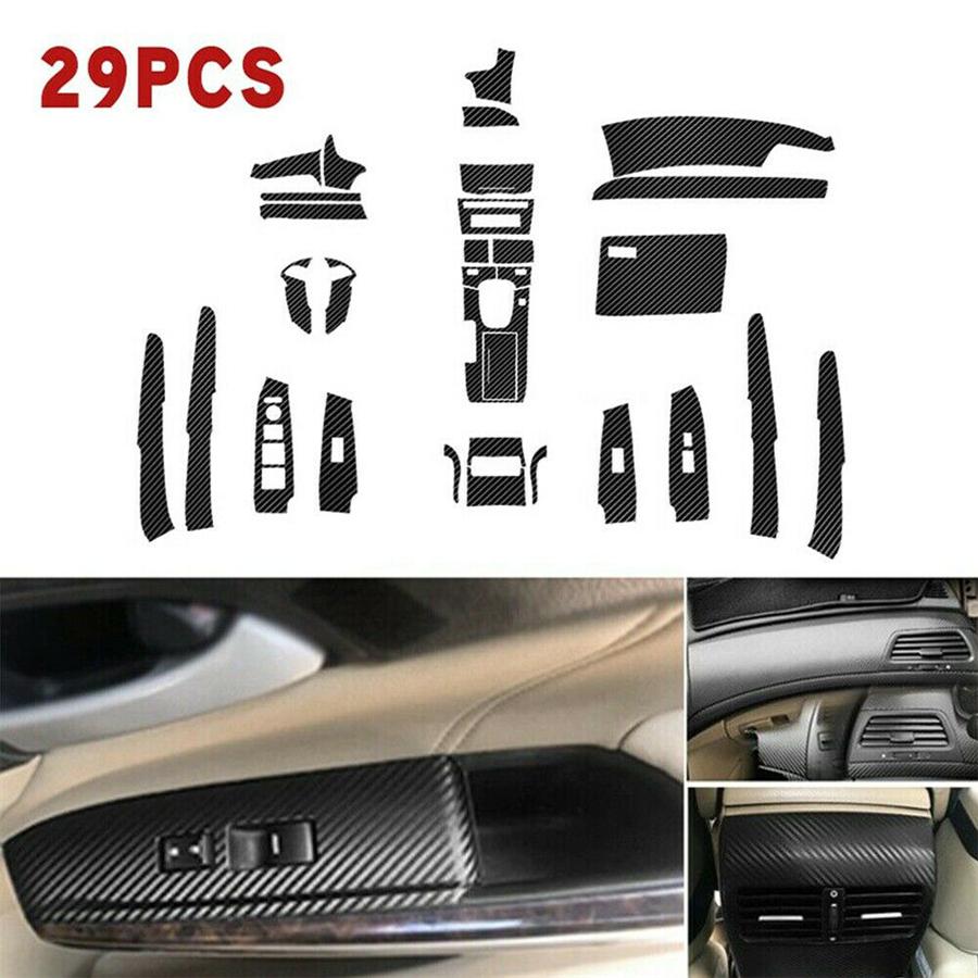 29Pcs 3D Carbon Fiber Style Car Interior Kit Cover Trim For 2008-12 Honda Accord
