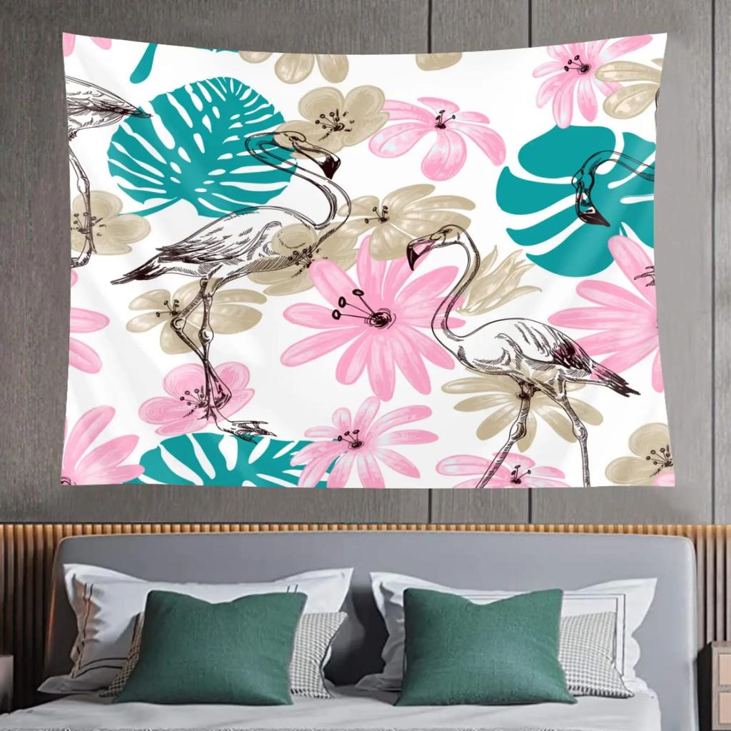Flamingo Tropical Beach Tapestry Hippie Flamingo In Beach Seaside Tapestries Wall Hanging Art for Bedroom Living Room Dorm Home