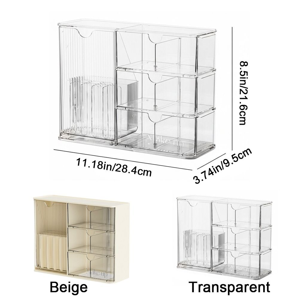 Plastic Cosmetic Storage Box Large Capacity Transparent Drawer Style Storage Box with Drawers Dust-Proof Cosmetic Display Case
