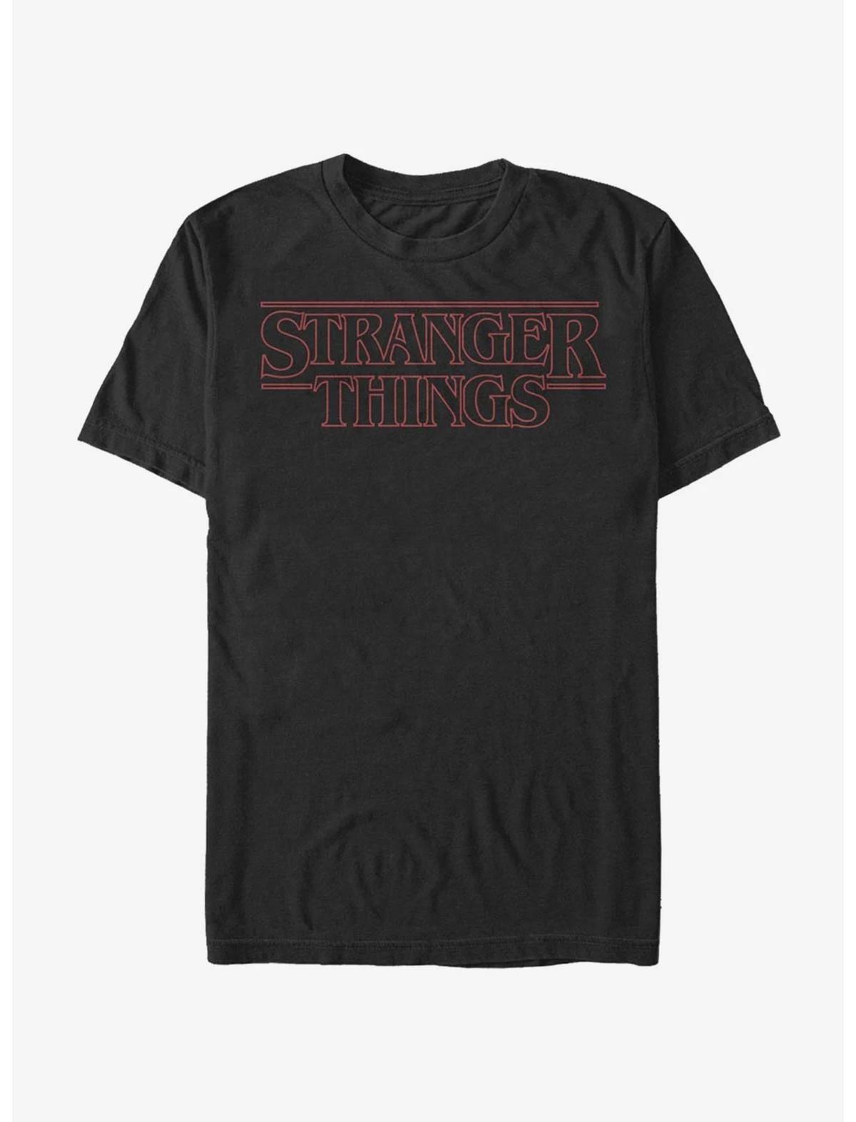 TV Show Stranger Things Stranger Red Outline Logo 100% Cotton T-shirt Mens Tees Top New S