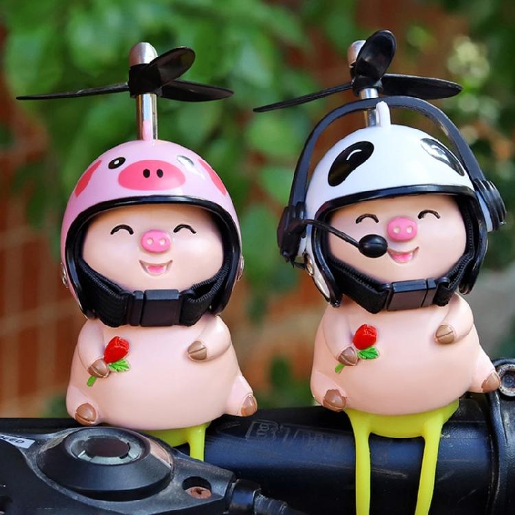 Wind Activated Rotating Propeller Vehicle Decors Pig Ornament Motorcycles Accessories for Bike Motorcycles Car Interior