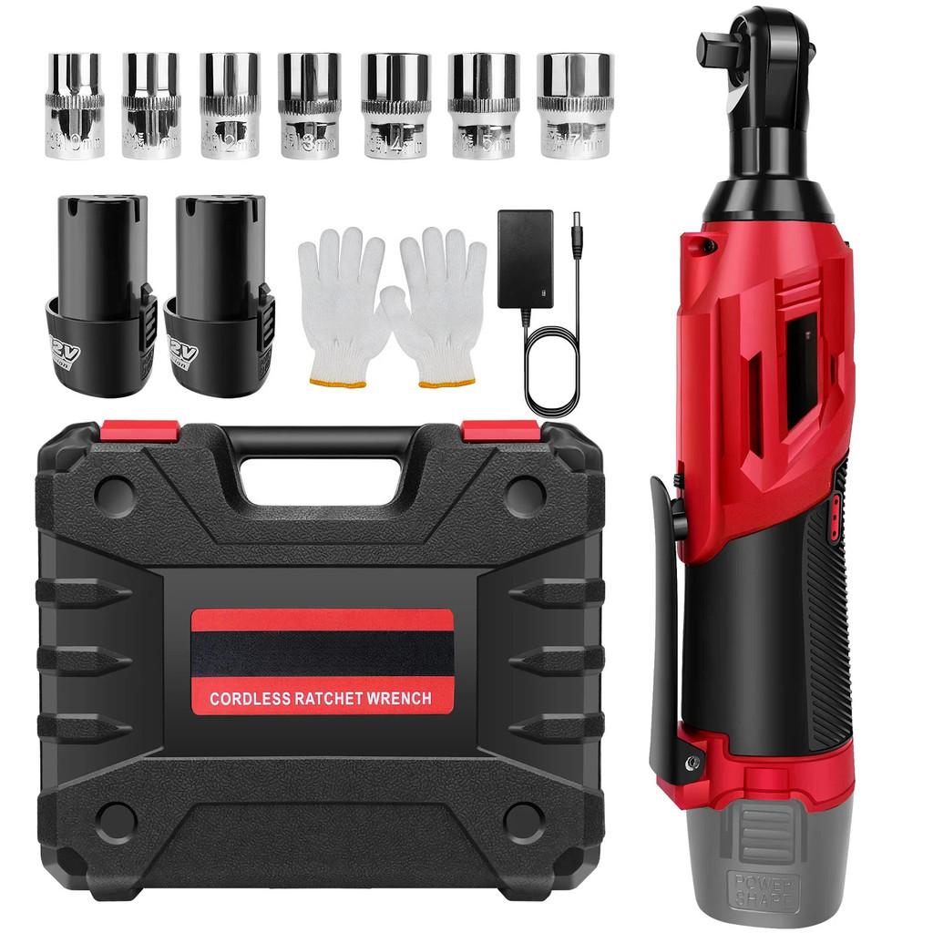 3/8 "Cordless Portable Electric Ratchet Wrench 200NM 90 ° Angle Wrench Professional 12V Power Ratchet Tool