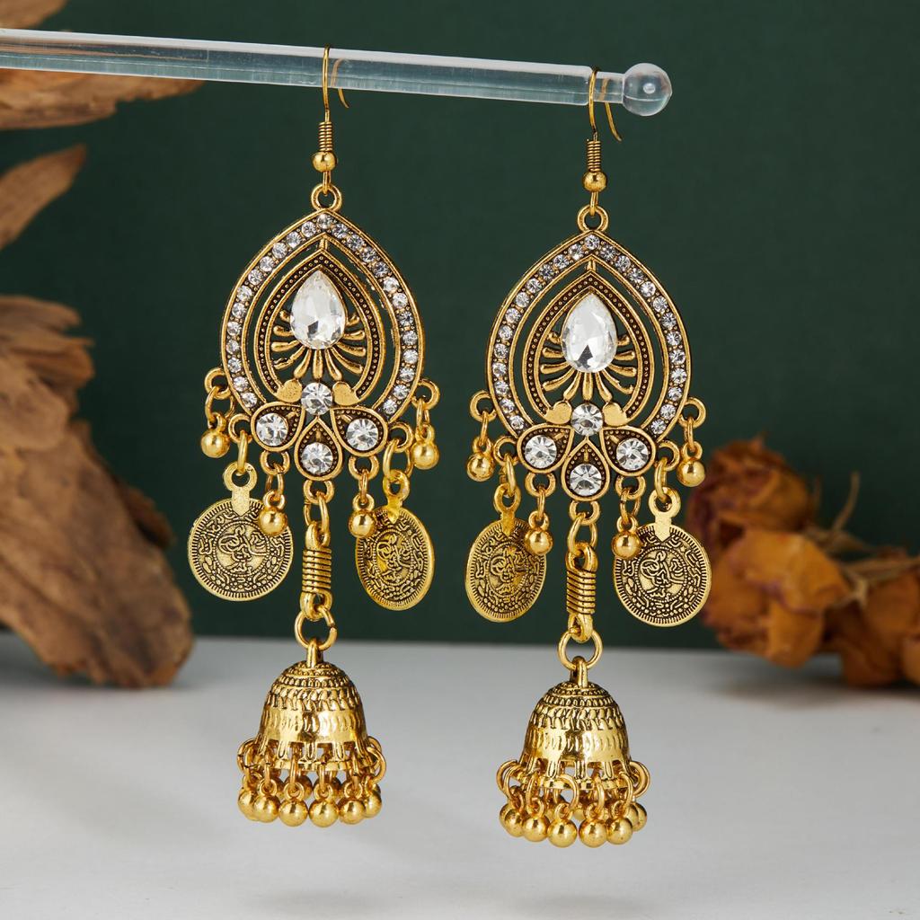 Nepalese Ethnic Tassel Coin & Water Drop Earrings for Women