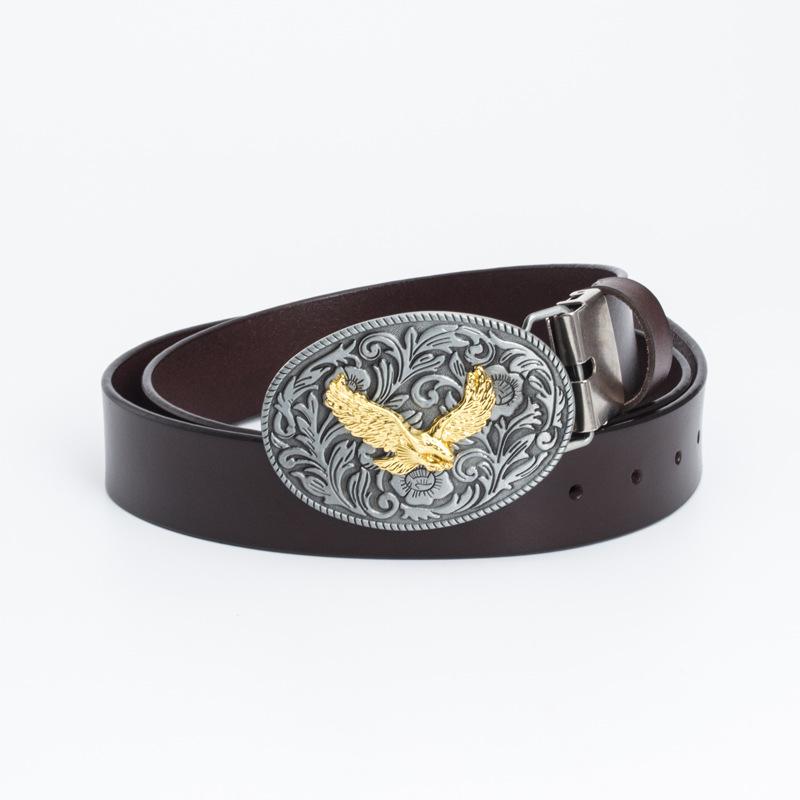 Eagle Pattern Unisex Cowboy Cowhide Belt