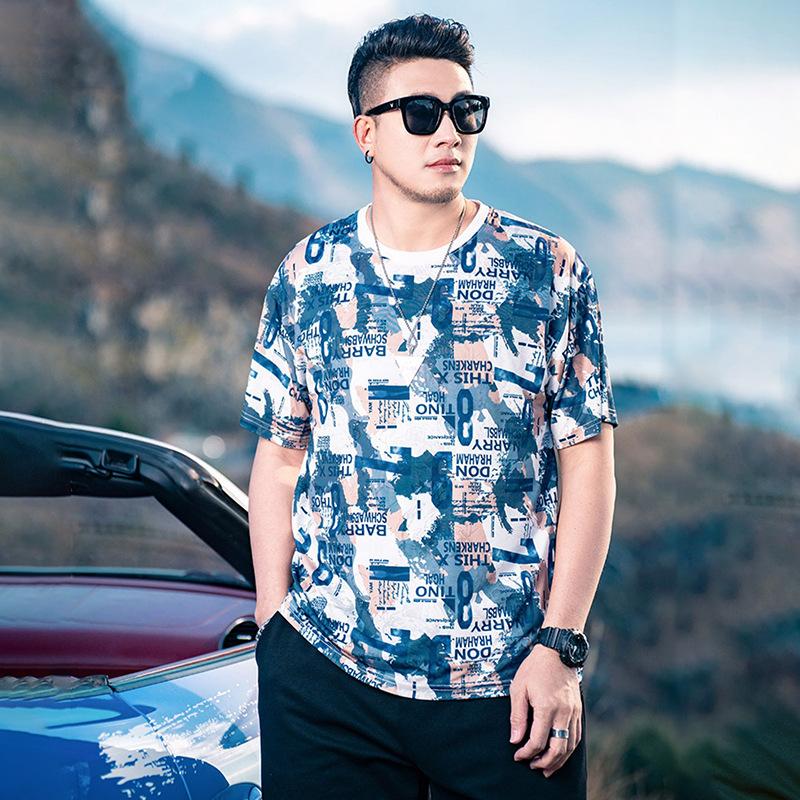 Stretch Fit Anti-wrinkle Loose Men's Short-sleeved Ice Cool Feeling Fashion Short-sleeved Top Cotton Comfortable Lightweight T-shirt