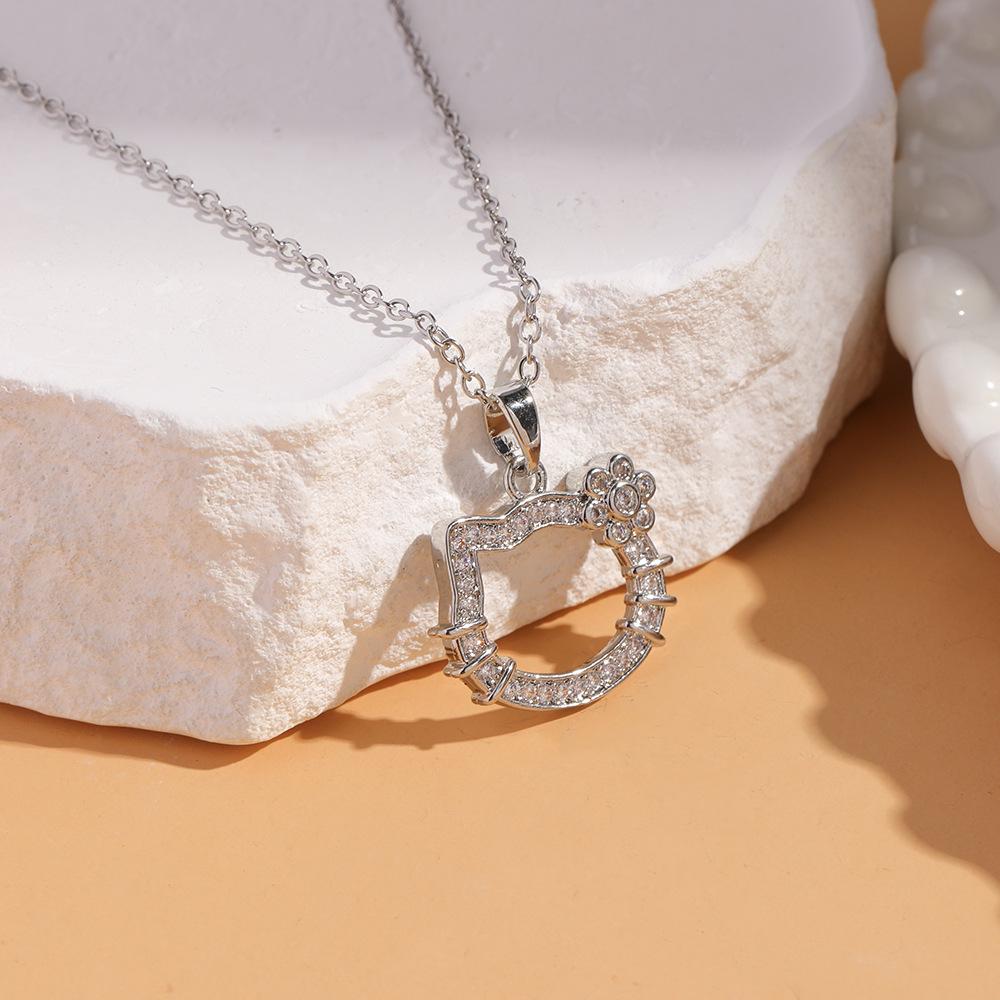 Women's Silver Titanium Steel Necklace with Micro-Inlaid Zircon - Elegant, Durable Clavicle Chain Jewelry