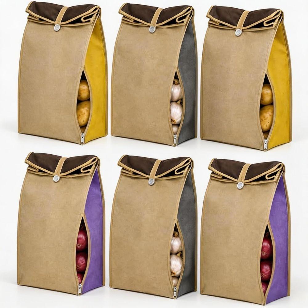 Self Sealing Potato Onion Storage Bags with Side Zipper Onion Storage Pouch Pantry Organizer