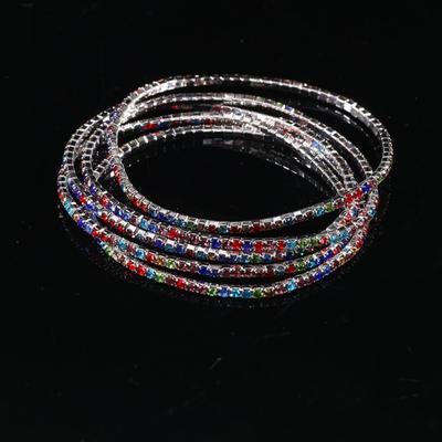 5Pcs/Lot DIY 2mm Crystal Bracelets Elastic Gold Color Crystal Rhinestones Bracelets Bling Metal Bangle Bracelet Summer