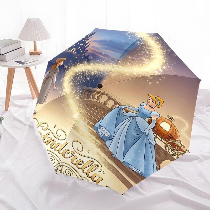 Cinderella, Fairy Tale Themed Automatic Opening and Closing Umbrella, Brightly Colored 8-rib Portable Umbrella, Suitable for Men and Women,
