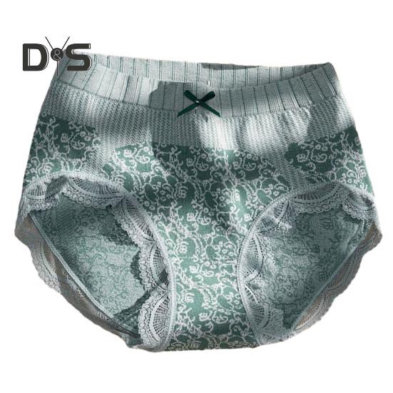 

Женские кружевные трусики с высокой талией и цветочным принтом, поддерживающие живот, послеродовые, с бантом, мягкие, антисептические, эластичные, дышащие, бесшовные женские трусы L зелёный