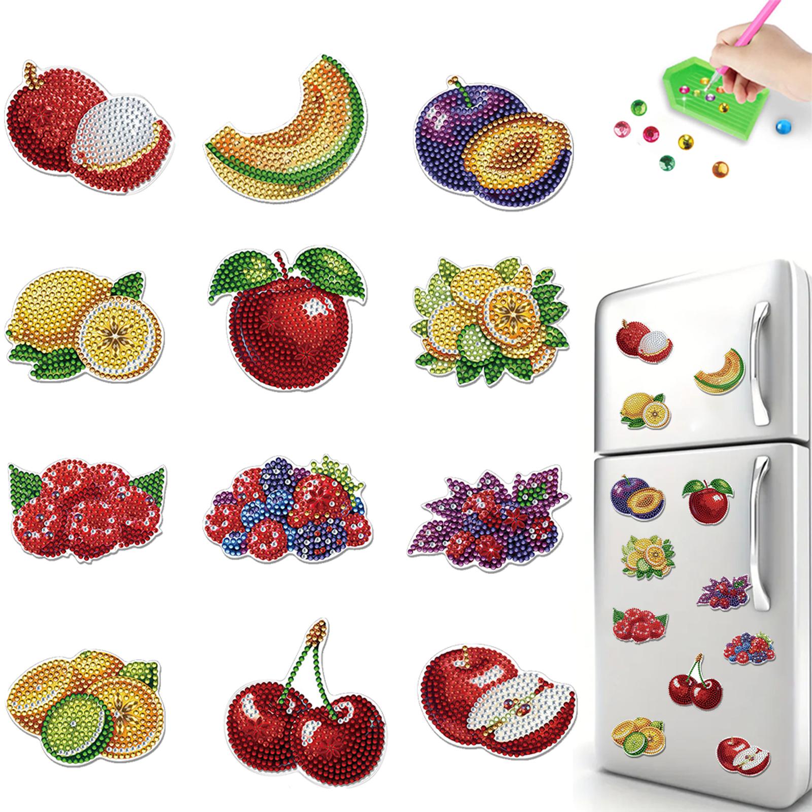 

12Pcs Diamond Painting Kits Rhinestone Refrigerator Gem Crafts Diamond Art Magnets Refrigerator Magnet for Decor Gift
