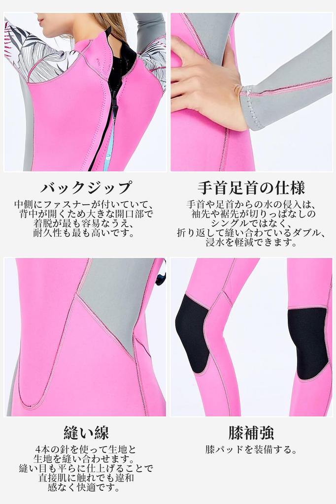 MORGEN SKY Women's 2mm Full-Suit Neoprene Wetsuit, One-Piece, Back Zip, for Diving, Surfing, and Fishing, Classic Style (1815, L)