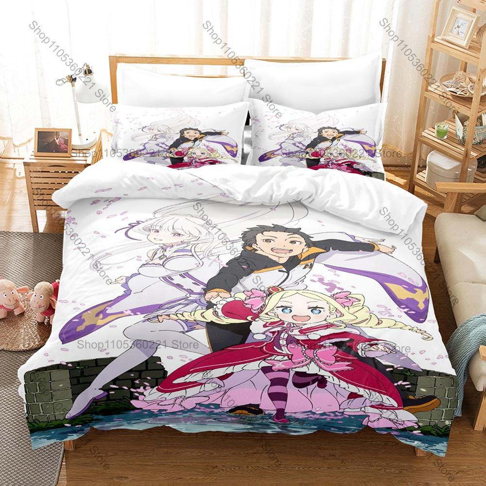Cute Beatrice Re:ZERO Kpop Bedding Set 3D Printed Duvet Cover Set Single Twin Full Queen King Size Bed Linen For Fans Gift