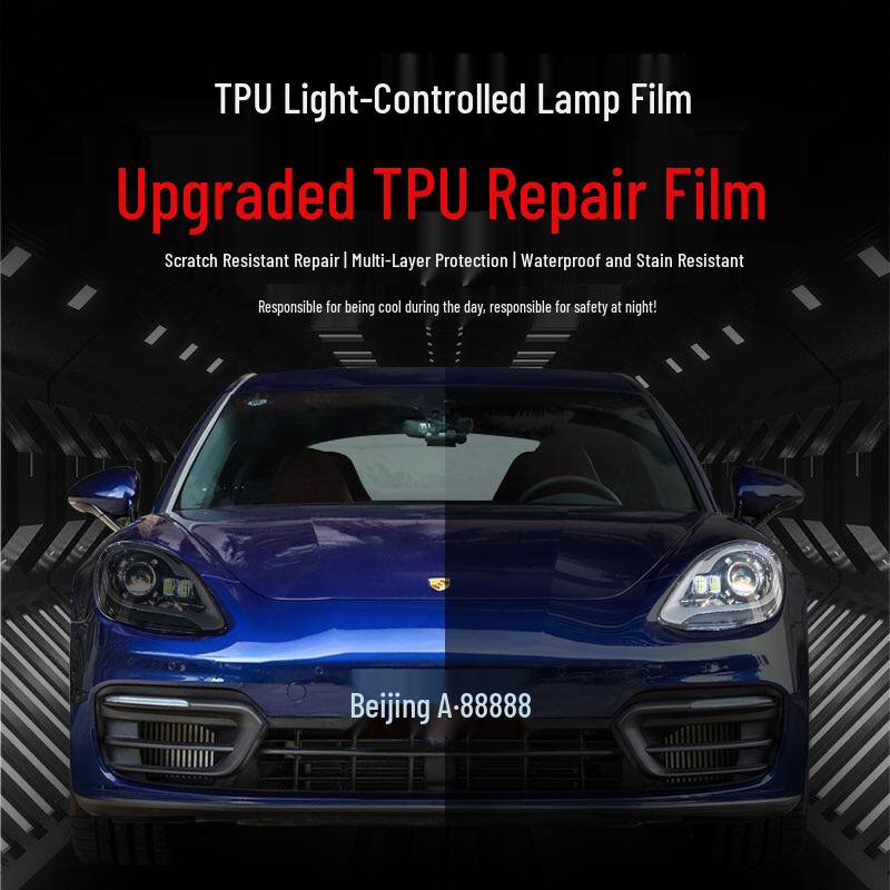 Fits Porsche Headlights & Taillights: Smoked, Light-Controlled, Photosensitive Color-Changing Film 1:1 Cut for All Series Models