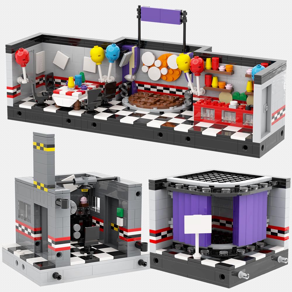 MOOXI Juego de Juego de Terror MOC Ladrillos Escenas de Película Figuras de Acción de Oso Bloques de Construcción Juguetes Educativos para Niños Regalo de Cumpleaños