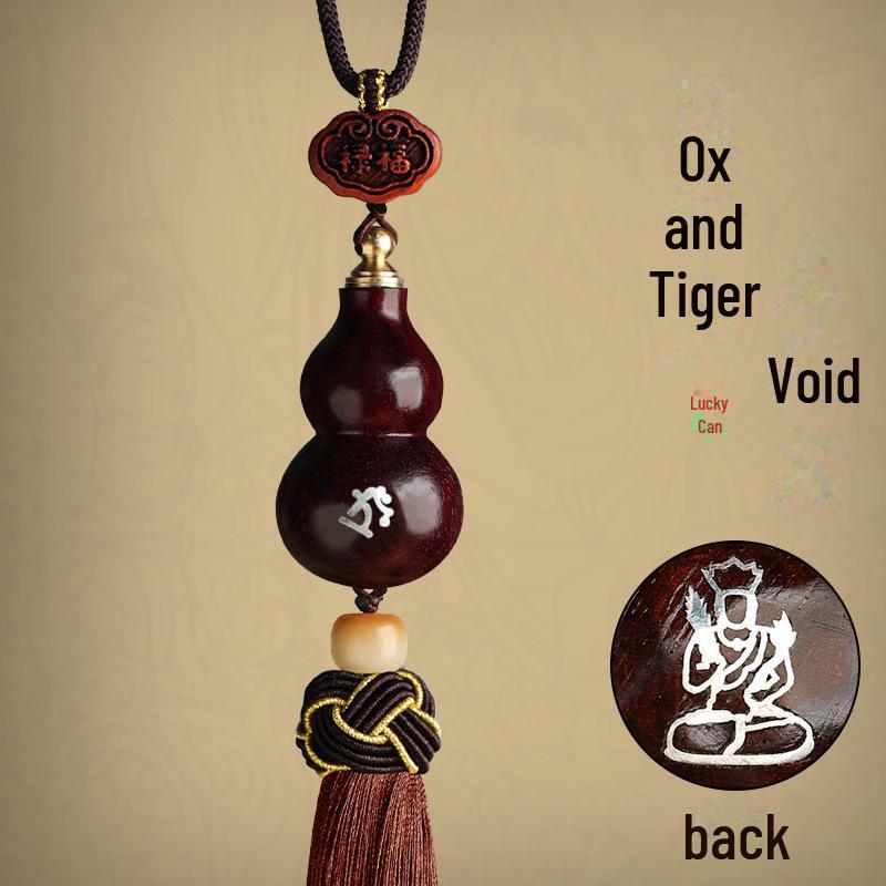 Red Sandalwood Gourd Car Pendant for Safe Travels - Unisex Rearview Mirror Charm