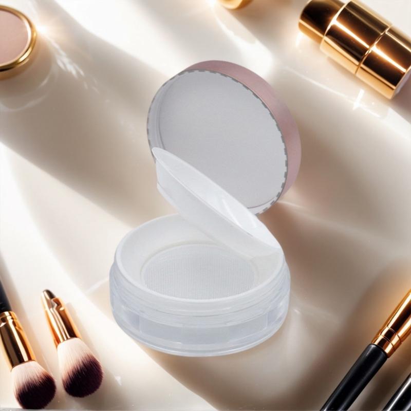 Loose Powder Containers,Reusable Empty Makeup Powder Case with Elasticated Net Sifter for Setting Powder,Face Powder