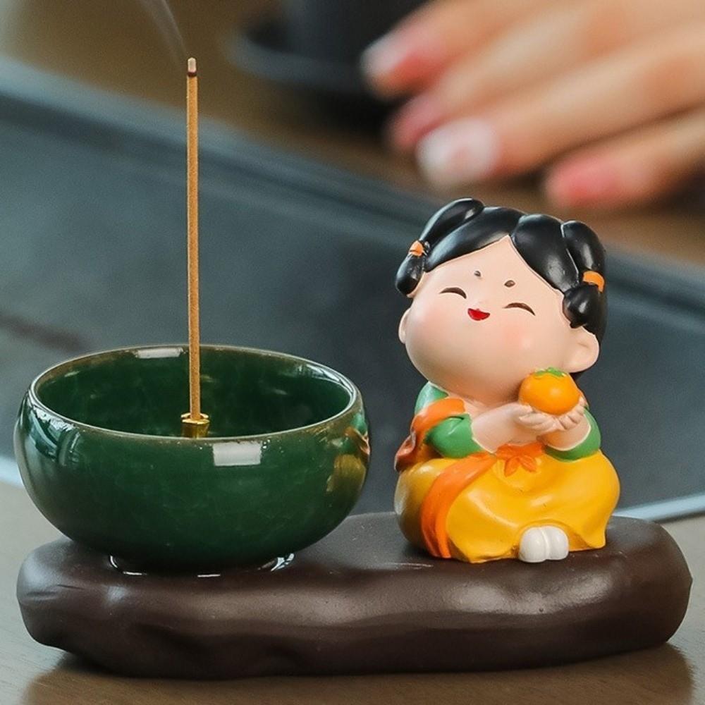 Creative Cartoon Girl Incense Burner Tang Dynasty Lady Cute Sticks Incense Tray Housewarming Gift