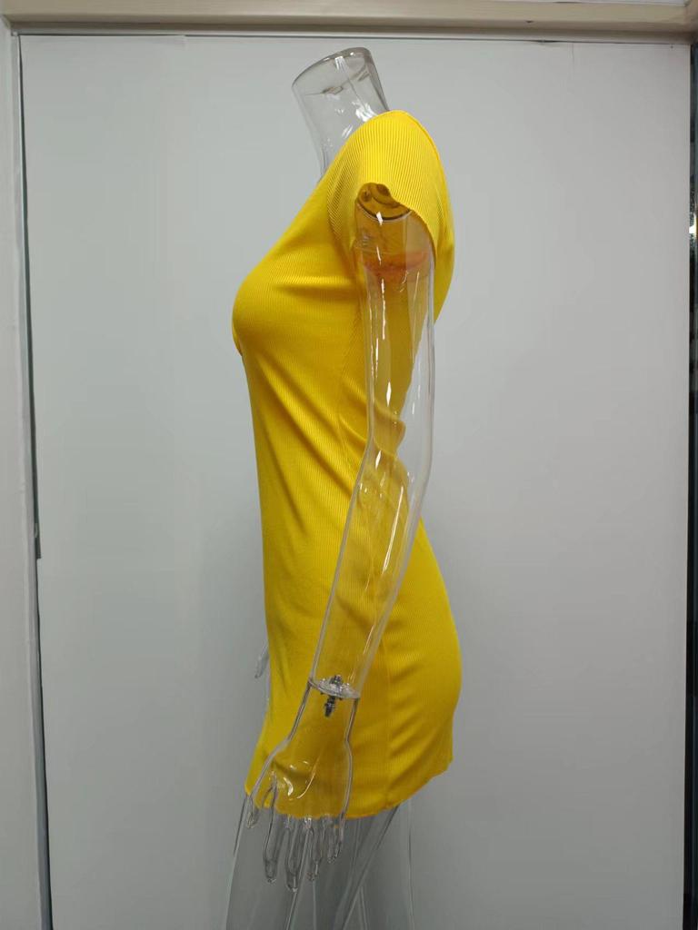 2026 Spring/Summer European & American Sexy Short-Sleeve Bodycon Cross-Button Dress
