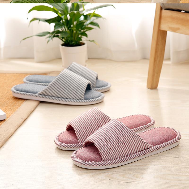 Fyra säsongers linne hemtofflor dam inomhus sovrum dam husrutschkana höst unisex älskarpåor vuxna utomhus casual sandaler