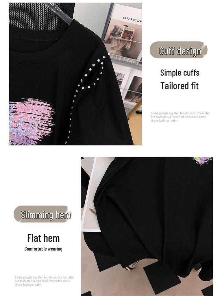 Women's Plus Size Slimming Loose Mid-Length Short-Sleeve T-Shirt (Sizes 200/300/350 jin) - Style 1066