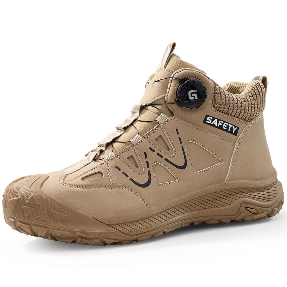 Quality Safety Shoes Men Boots Rotating button Work Boots Steel toe shoes waterproof leather boots Men Protection Shoes Non-slip