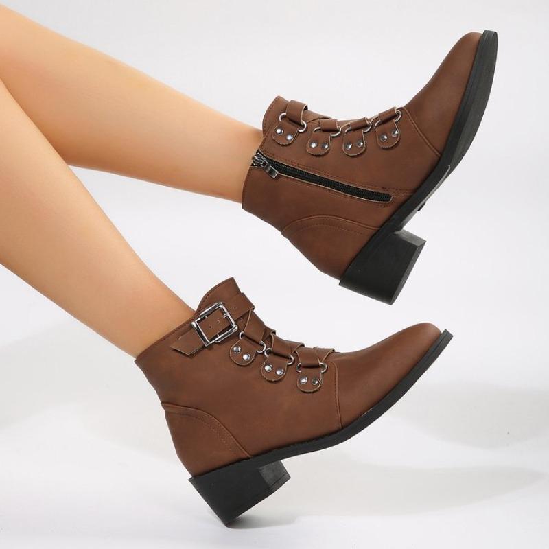Belt Buckle Thick Heel Short Boots Autumn New Women's Boots Comfortable Martin Boots Fashion Boots