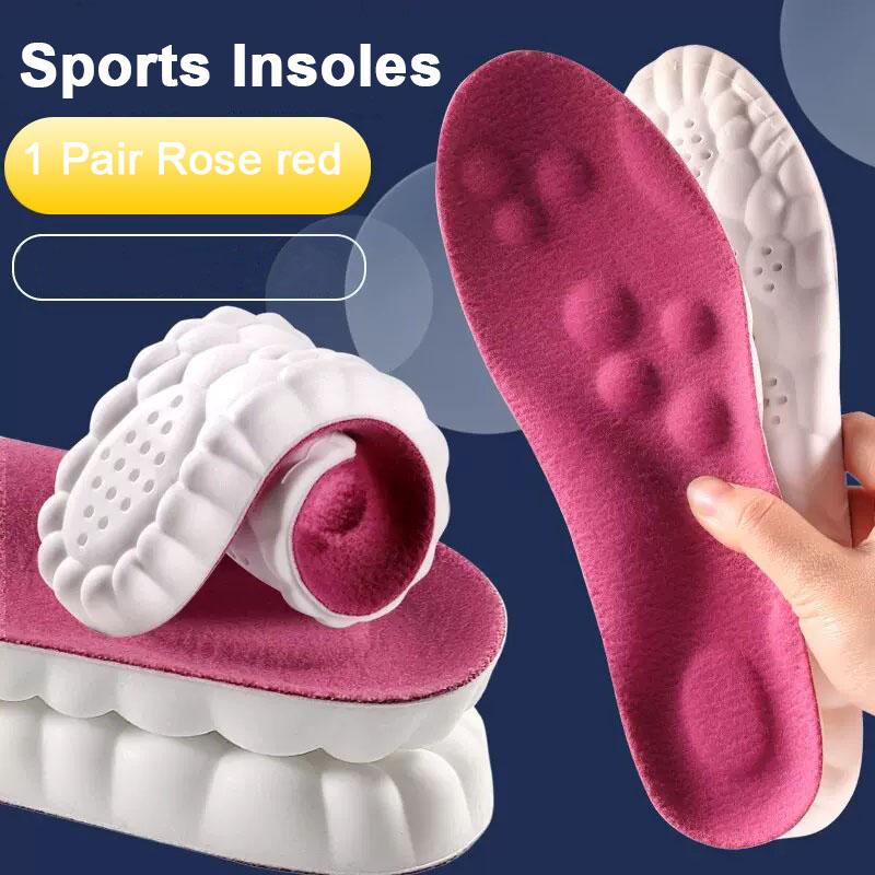 4D Latex Sports Shoes Insoles Super Soft High Elasticity Shoe Pads Anti-pain Deodorant Cushion Arch Support Foot Insole 1 Pair