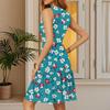 Women's Dress V-neck Sleeveless Casual Floral Print Hem Pleated Dress