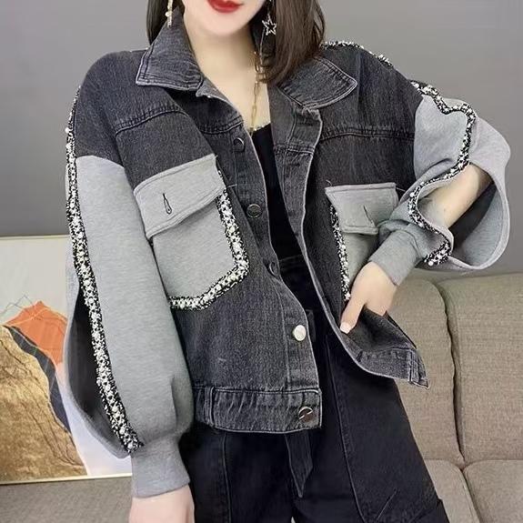 

Джинсовые куртки (Женский),Осень/Весна, длинные рукава, винтажная талия, S-2XL