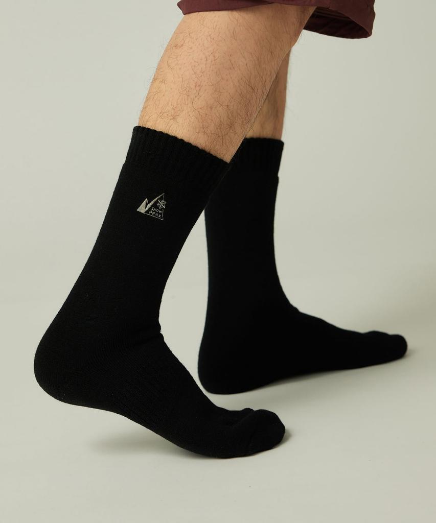 Snow Peak MofM Wool Guide and Medium Socks, Medium, MM4510-SK01, Men's Women's, Black,
