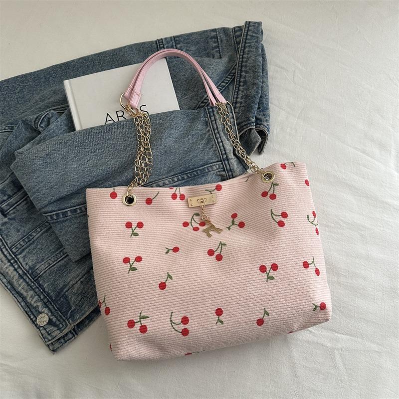 Neue modische personalisierte Pendler kleine frische Druck süße Kirschkette Tote Schulter Handtasche