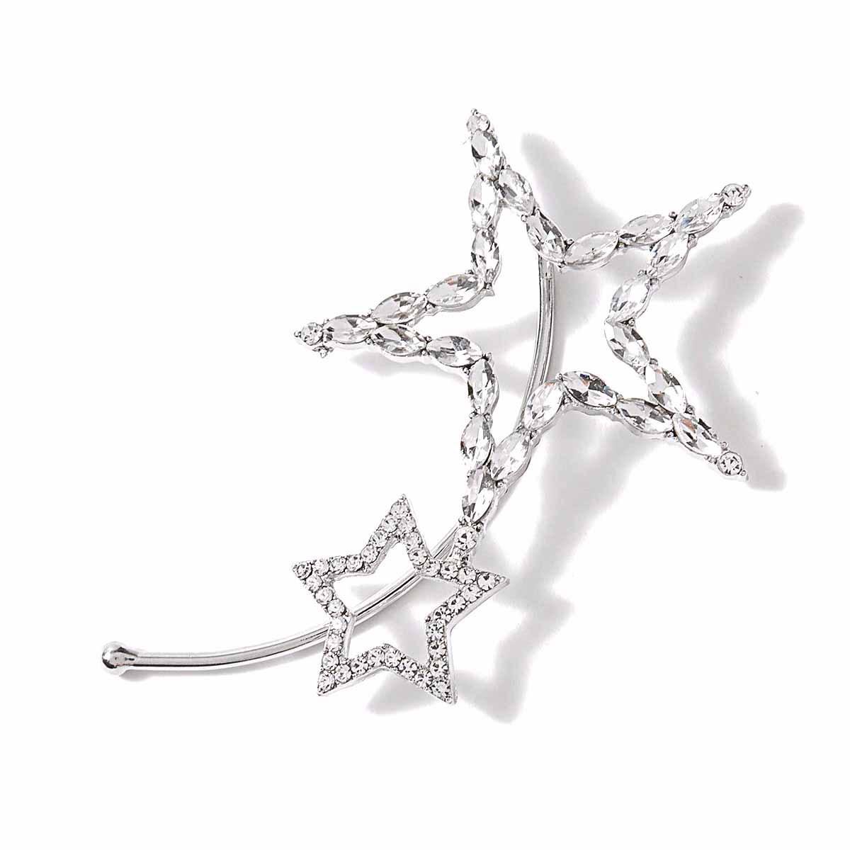 Five-Pointed Star Ear Cuff Earrings, Korean Style, Internet Celebrity ear hook studs - Unique Hong Kong Flair. серебряный