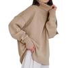 Damen Herbst und Winter Einfarbig Bequemer Rollkragenpullover Frühling Einfarbig Locker Gestrickter Pullover