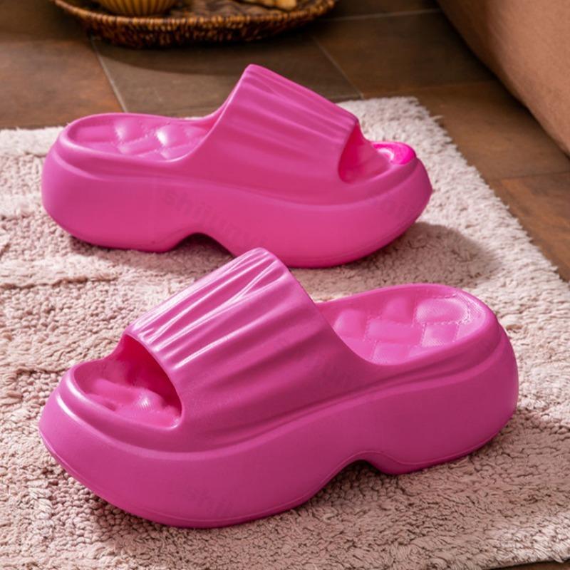 Fashion Women Slippers Wedges Chunky Platform Summer Fashion Non Slip Beach Shoes Indoor Comfortable Pleated EVA Sandals Chanclas Mujer