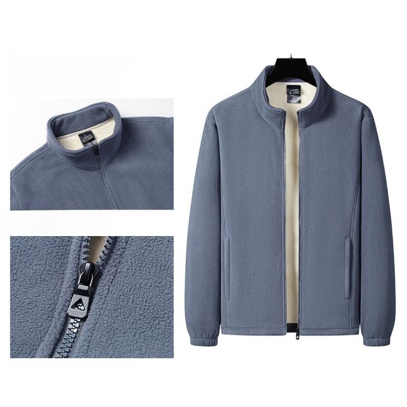 Autumn and Winter Plus Velvet Thickened Middle-aged and Elderly Suit Stand-up Collar Polar Fleece Jacket Lamb Fleece Warm Suit