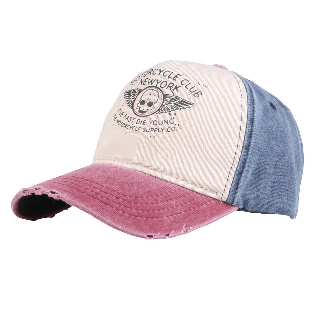 Retro Baseball Cap Cotton Washed Denim Trucker Hat Contrasting Color Distressed Pattern Print Hat Hat Unisex