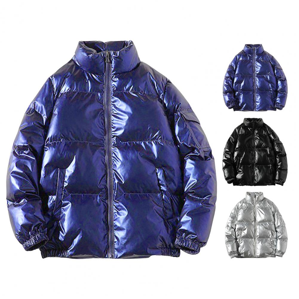Parkas Glossy Male Padded Coats Men's Down Jacket Korean Luxury Clothing Padding Outerwears New In Clothes Cotton Outwear