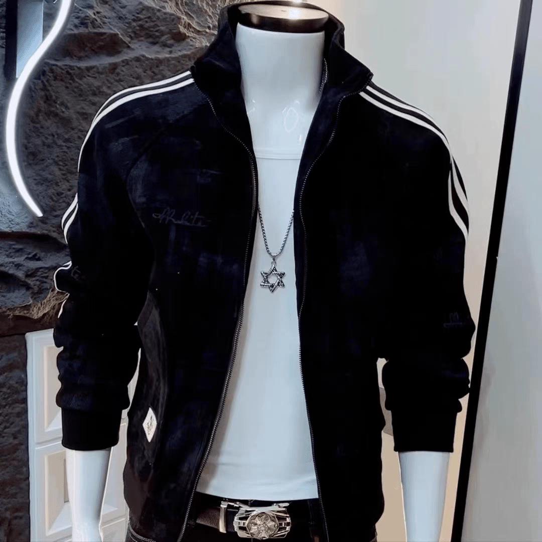 Men s Trendy High-End Retro Jacket: Autumn/Winter Casual Long-Sleeve Coat XL чёрный