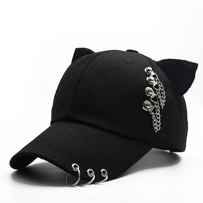 Nieuwe ouder-kind metalen decoratieve honkbalpet gepersonaliseerde oren ijzeren ring pet vrouwelijke straatkoppel hiphop hoed